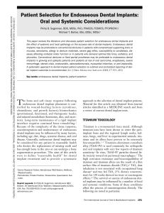 Dental Implant Patient Selection: Oral & Systemic Factors