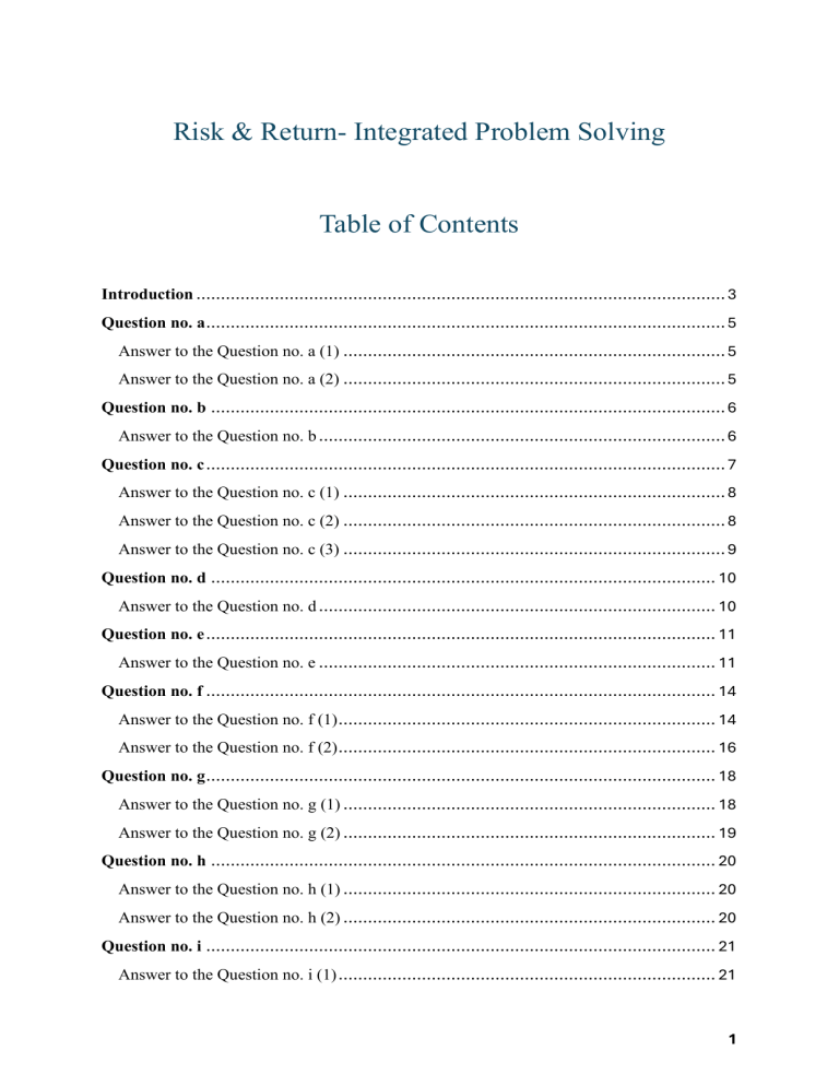 Risk & Return: Integrated Problem Solving Guide