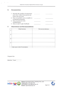 Documentation and Observations Form - DepEd Region VIII