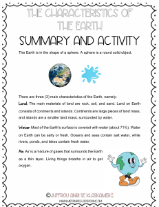 Earth's Characteristics Worksheet: Land, Water, Air