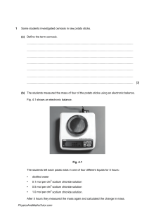 Osmosis & Diffusion Biology Experiment Questions | Potato & Visking Tubing