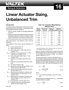 Linear Actuator Sizing for Control Valves