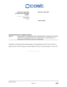 COST Action CM1101: Colloidal Nanoscience Memorandum