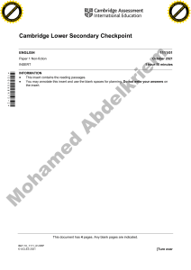 Cambridge Checkpoint English Exam Insert - Non-fiction