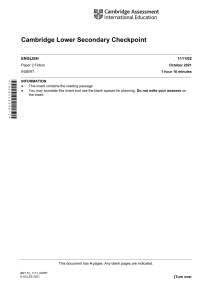 October 2021 CAIE P2 Insert 1111 English Cambridge Lower Secondary Checkpoint