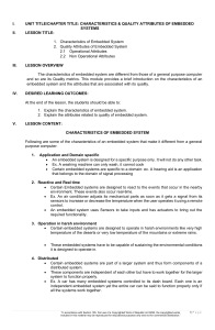 Embedded Systems: Characteristics & Quality Attributes