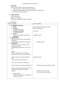 English 3 Lesson Plan: Conjunctions