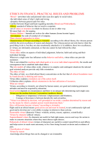Ethics in Finance: Virtue Ethics & Utilitarianism