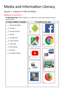 Media Literacy Worksheet: Types of Media