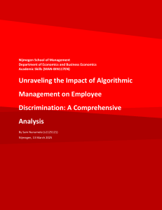 Algoritmisch Management & Discriminatie Analyse