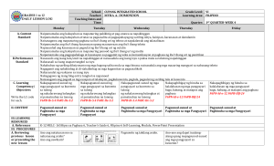 Grade 6 Filipino Daily Lesson Log: Sequencing & Inference