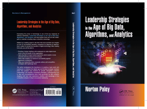 Leadership Strategies: Big Data, Algorithms, Analytics