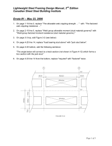 Lightweight Steel Framing Design Manual Errata