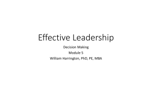 Effective Leadership: Decision Making - Module 5