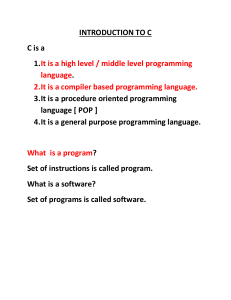 Introduction to C Programming Language Basics