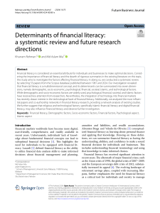 Financial Literacy Determinants: A Systematic Review