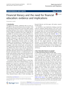 Financial Literacy & Education: Evidence and Implications