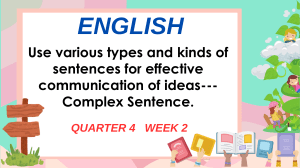 Complex Sentences Worksheet: English Grammar Practice