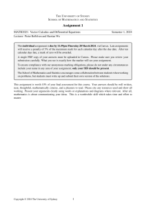 Vector Calculus & DE Assignment - University of Sydney