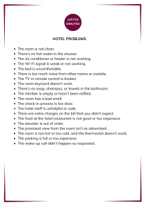 Hotel Problems & Complaints: Discussion Questions