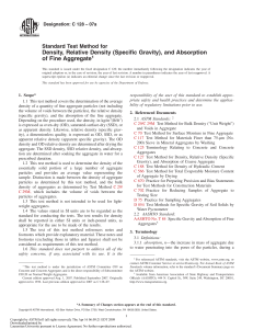 Fine Aggregate Density Test: ASTM C 128 Standard