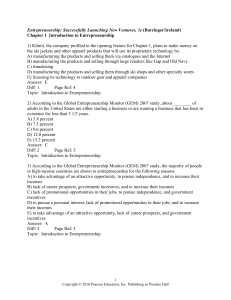 Entrepreneurship Test Bank: Chapter 1 Questions & Answers