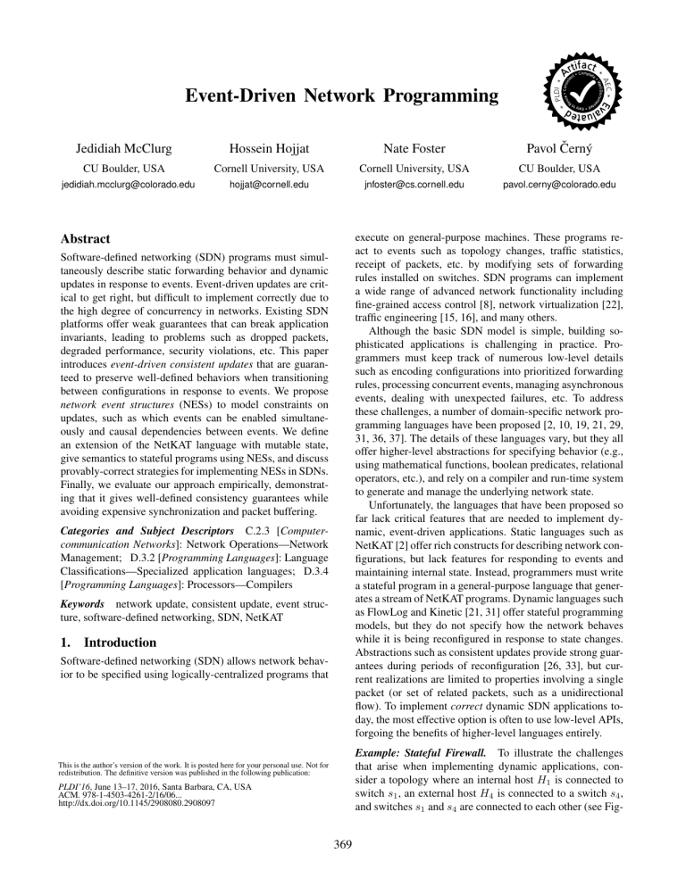 Event-Driven Network Programming with Consistent Updates