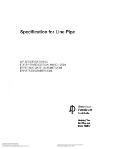 API 5L Line Pipe Specification, 43rd Edition