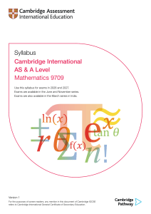 Cambridge AS & A Level Mathematics 9709 Syllabus (2026-2027)