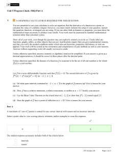 AP Calculus AB FRQ Scoring Guide: Unit 5 Progress Check