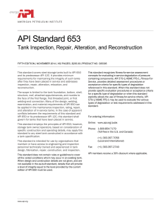 API 653: Tank Inspection, Repair, Alteration Standard