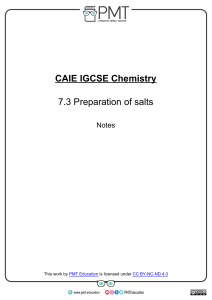 IGCSE Chemistry: Preparation of Salts Notes