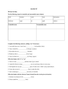 Nouns & Quantifiers Worksheet: English Grammar Practice