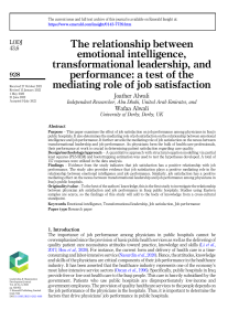 Emotional Intelligence, Leadership, and Job Performance