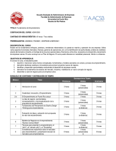 Programa del curso Fundamentos de Emprenderismo, UPR
