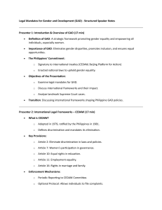 GAD Legal Mandates: Speaker Notes on Gender Equality
