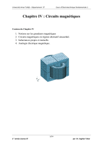 Circuits magn&eacute;tiques: Chapitre de cours d'&eacute;lectrotechnique