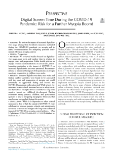 COVID-19, Screen Time & Myopia: A Scientific Perspective