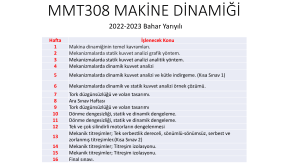 Makine Dinamiği Ders Programı