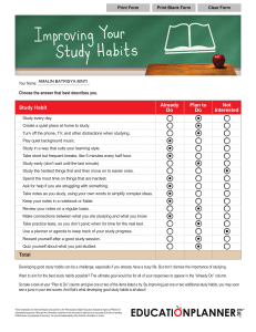 Improve Your Study Habits Questionnaire