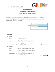 Mechanics of Materials: Stress Tutorial Solution