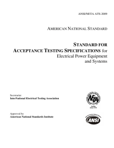 ANSI/NETA ATS-2009: Electrical Equipment Acceptance Testing Standard