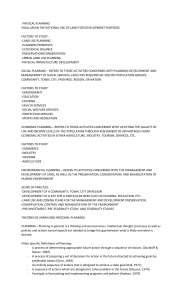 Urban & Regional Planning: Key Concepts & Theories