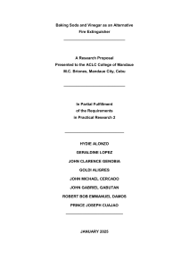 Baking Soda & Vinegar Fire Extinguisher Research Proposal