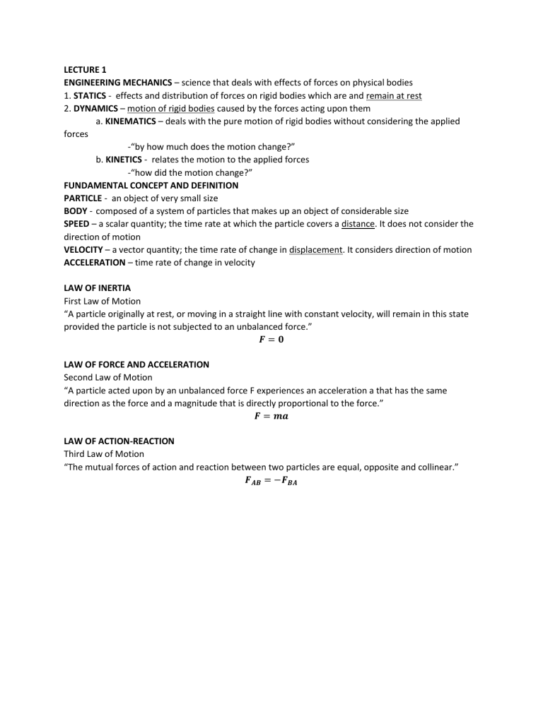 Engineering Mechanics: Statics, Dynamics, and Newton's Laws