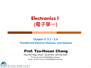 Electronics I: Op Amps, Transferred Electron Devices & Sensors