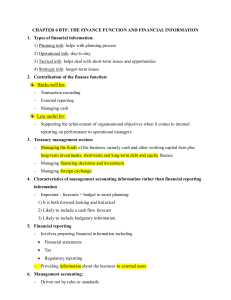 Finance Function & Financial Information Study Notes