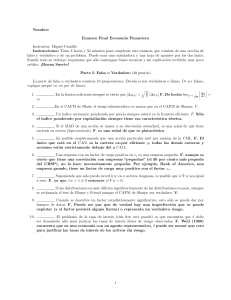 Examen de Econom&iacute;a Financiera: Optimizaci&oacute;n de Cartera & CAPM