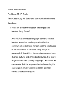 Barry's Communication Barriers: A Case Study