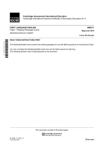 IGCSE First Language English Reading Passages (Core)